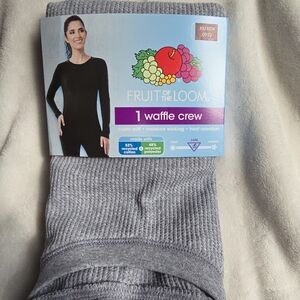 Fruit of the Loom Gray Waffle Crew Thermal Top